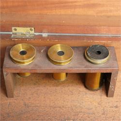 19th century brass telescope by G & D Davis, London on a tripod stand and in mahogany case, length of case 114cm