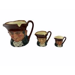Three graduating Royal Doulton character jugs, Old Charley D60648, D5527 and D5420