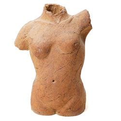 English School (Contemporary): Three Female Torsos, set of clay and sand hollow sculptures, approx H38cm (3)