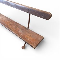 Early 20th century cast iron and painted wood bench, plank seat and back