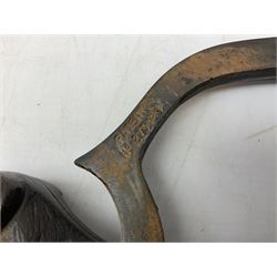 Cast metal nutcracker, in the form of a dog together with a pair of Swift Saratoga 8x40 binoculars in leather case and a hip flask, the glass flask covered in leather to the top with a detachable silver plated cup to base