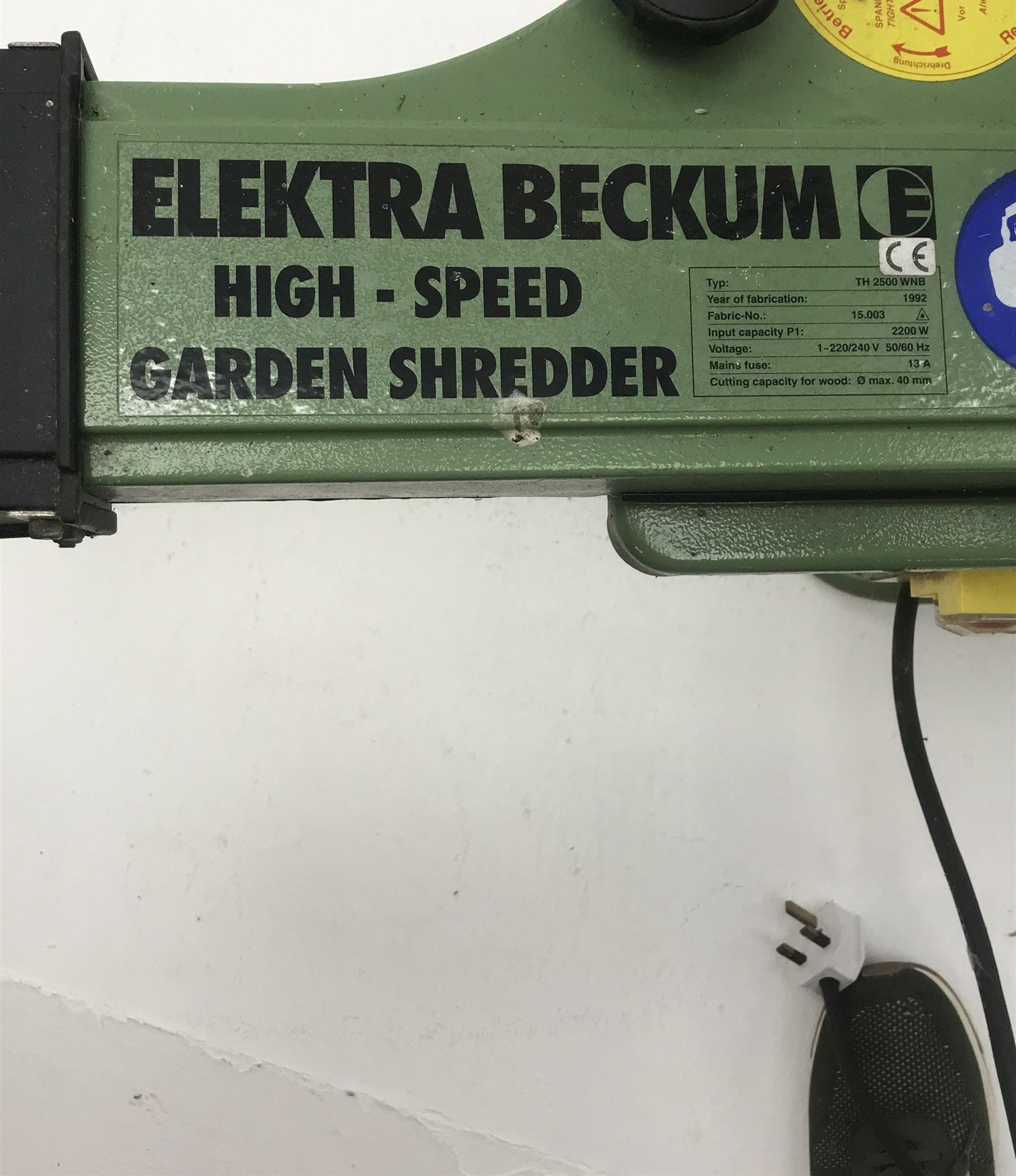 Elektra Beckum TH2500WNB garden chipper - spares or repairs - THIS LOT IS TO BE COLLECTED BY APPOINTMENT FROM DUGGLEBY STORAGE, GREAT HILL, EASTFIELD, SCARBOROUGH, YO11 3TX