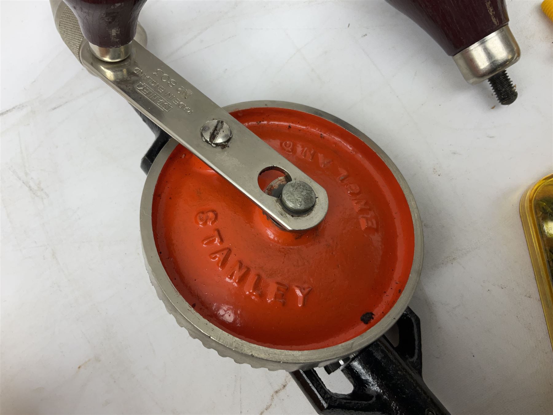 Boxed Stanley 803 hand drill, set of 13 twist drills etc