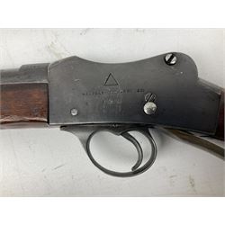 Westley Richards .310 Cadet Martini action rifle, the 63.5cm smooth bored barrel with one barrel band, walnut stock stamped 93/352 with hinged compartment to butt, serial no.3365, L103cm