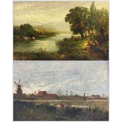 John Wallace (British 1841-1905): 'At Kampen - Holland' and a Country Landscape, two oils on canvas and panel signed with one dated 1878, titled verso max 25cm x 36cm (2)