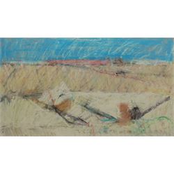 Stanley Dobbin (British 1932-2021): 'Quarry Portland', oil and pastel unsigned, labelled 36cm x 64cm; Stanley Dobbin (British 1932-2021) 'Harbour Port Patrick', artist's proof wood block print signed and titled in pencil 48cm x 58cm (unframed) (2)
Provenance: from the estate of Stanley Dobbin