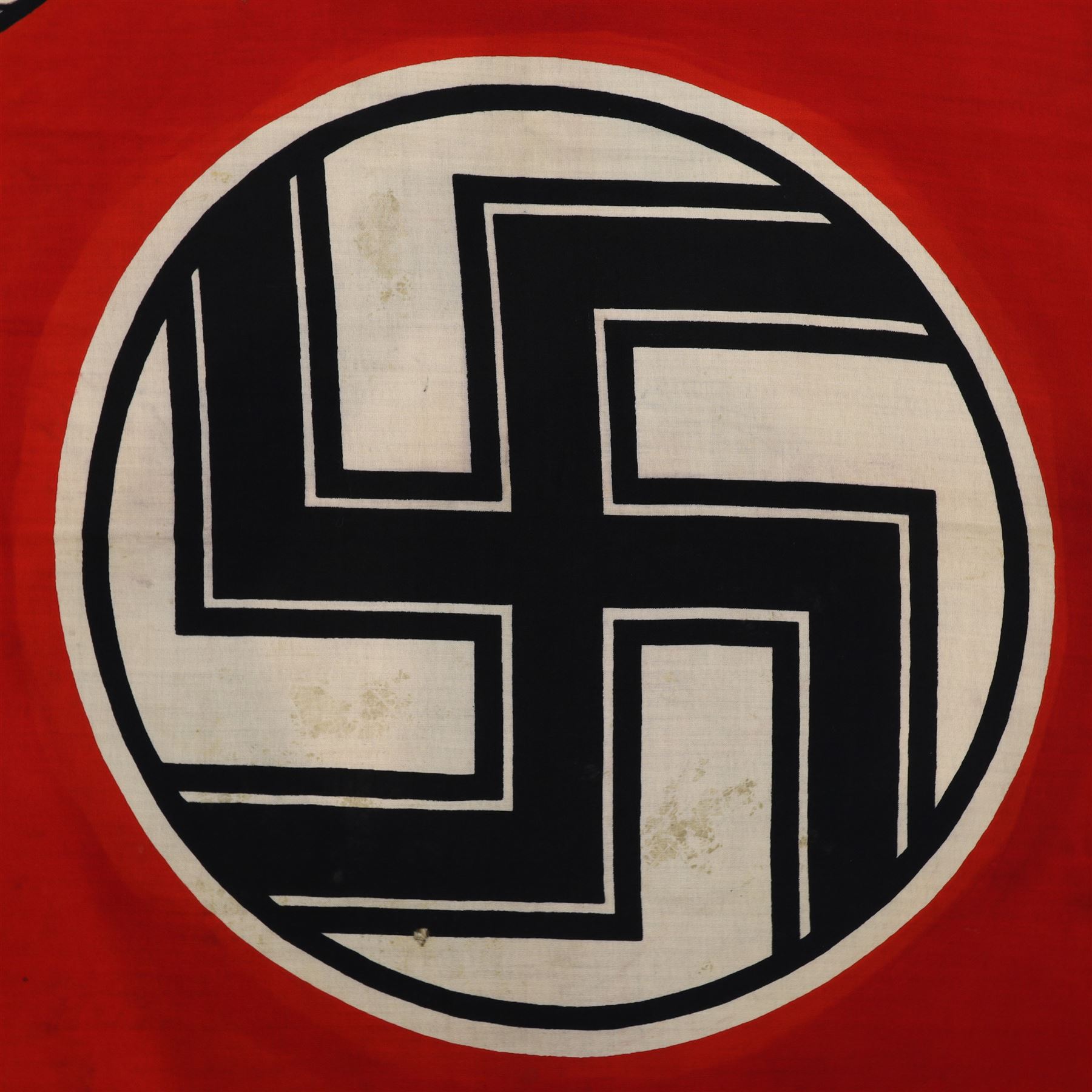 WWII German Third Reich Nazi Reichskriegsflagge, with eagle to the corner and swastika to centre, stamped to the hoist with R. Dienstflg 100cm x170cm 