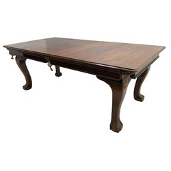 Riley - early 20th century mahogany snooker dining table, slate bed snooker table with dining leaves, on cabriole supports with ball and claw feet; together with accessories 