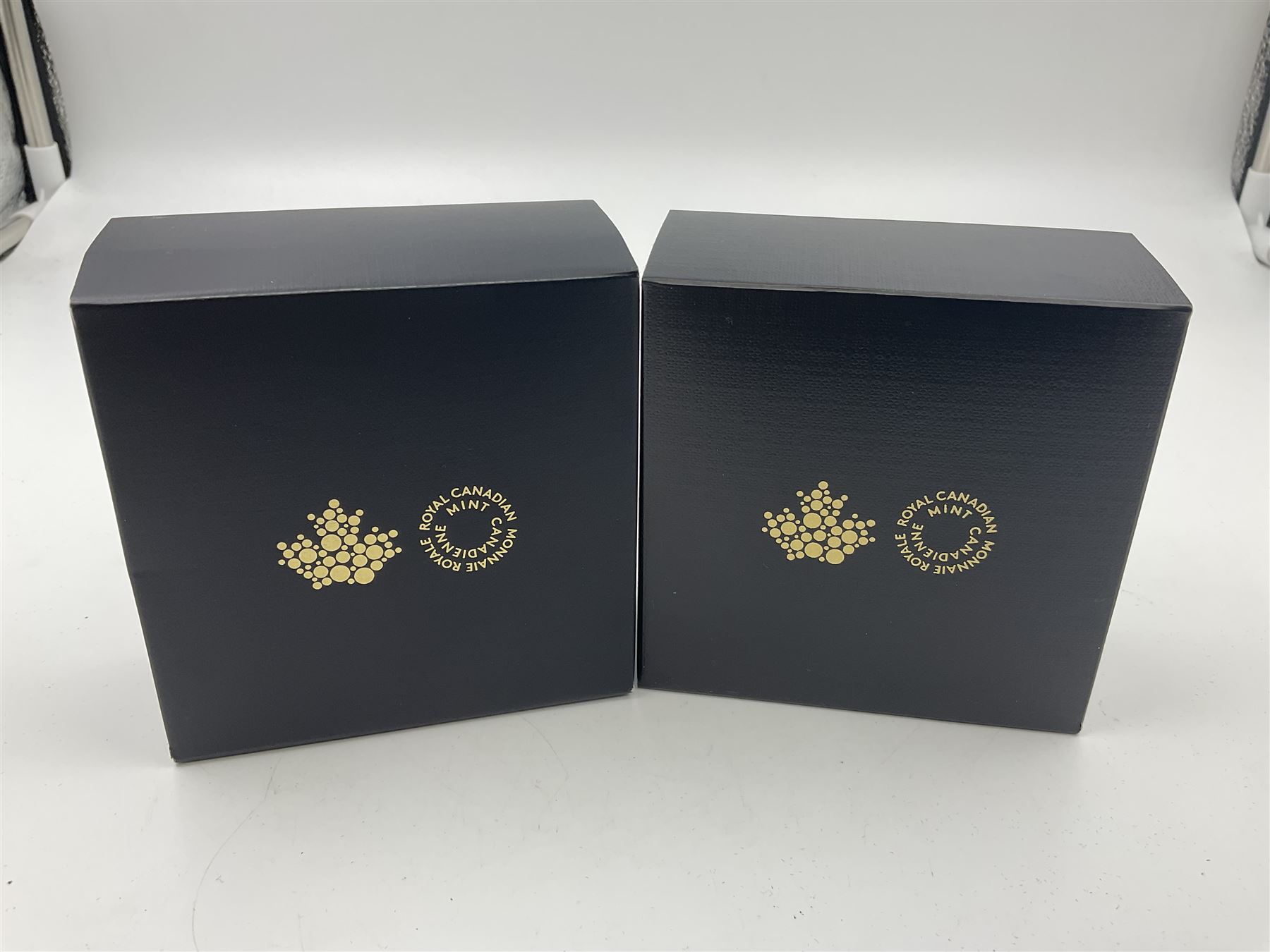 Royal Canadian Mint 2019 'Canada's Unexplained Phenomena The Shag Harbour Incident' fine silver twenty dollar coin and 2020 'Classic Mountie Hat' fine silver twenty-five dollar coin, both cased with certificates