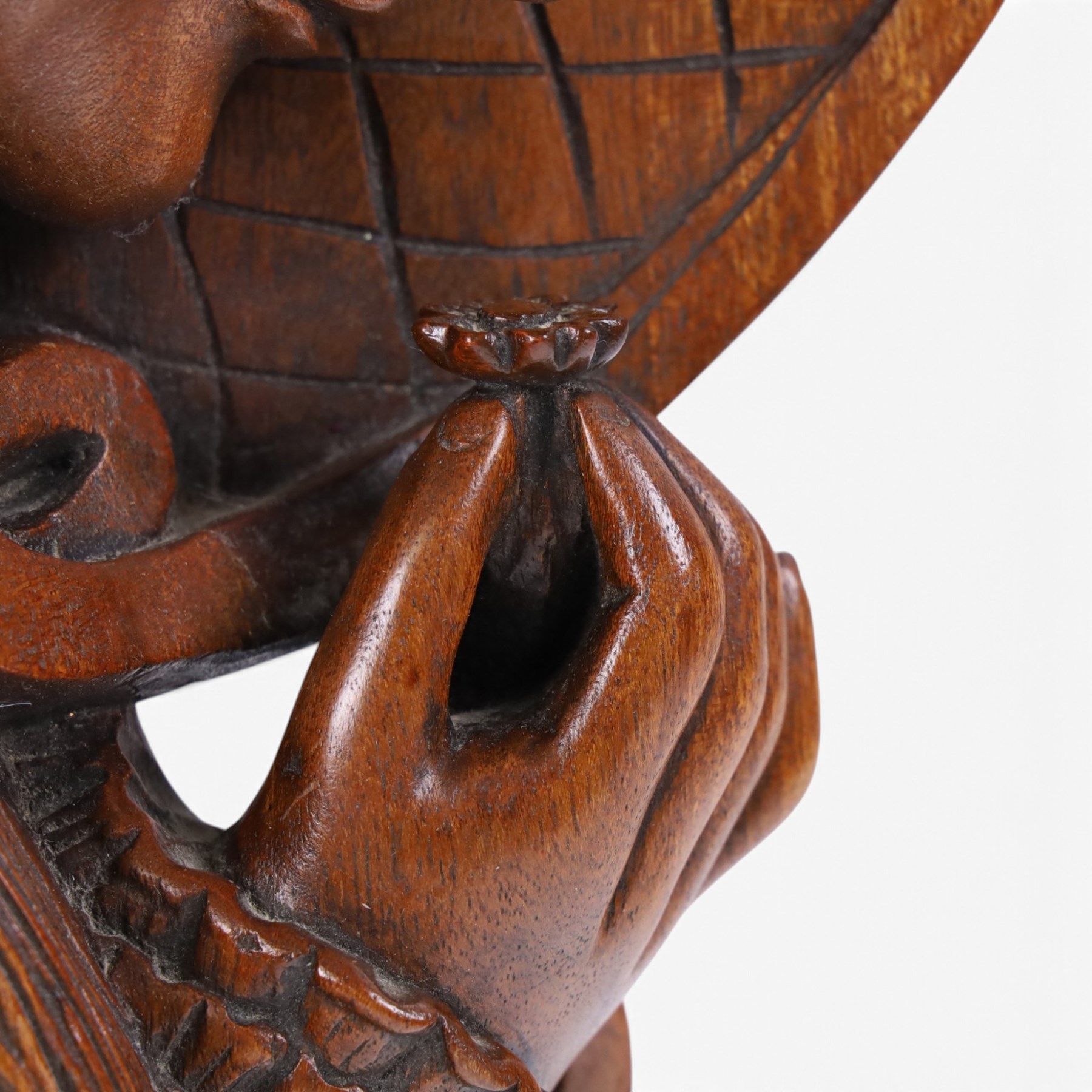 Art Nouveau style wall hanging,  carved as a woman holding a flower, H55cm