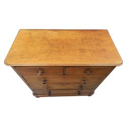 Victorian mahogany chest, fitted with two short and three long drawers