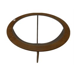 G-Plan teak 'Astro' coffee table with circular glass inset top 