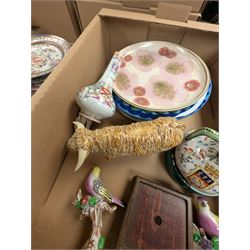 19th century and later ceramics, including cabinet plates, together with Continental vases, Copeland cups and other ceramics, in three boxes