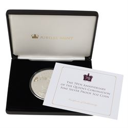King Charles III Tristan da Cunha 2023 '70th Anniversary of the Queen's Coronation' five ounce fine silver proof twenty-five pound coin, issued by the Jubilee Mint, cased with certificate