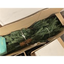 Artificial Nordic style 6ft Christmas tree, together with a large collection of baubles, small light up Christmas tree, tree skirt and other Christmas decorations, including some vintage examples