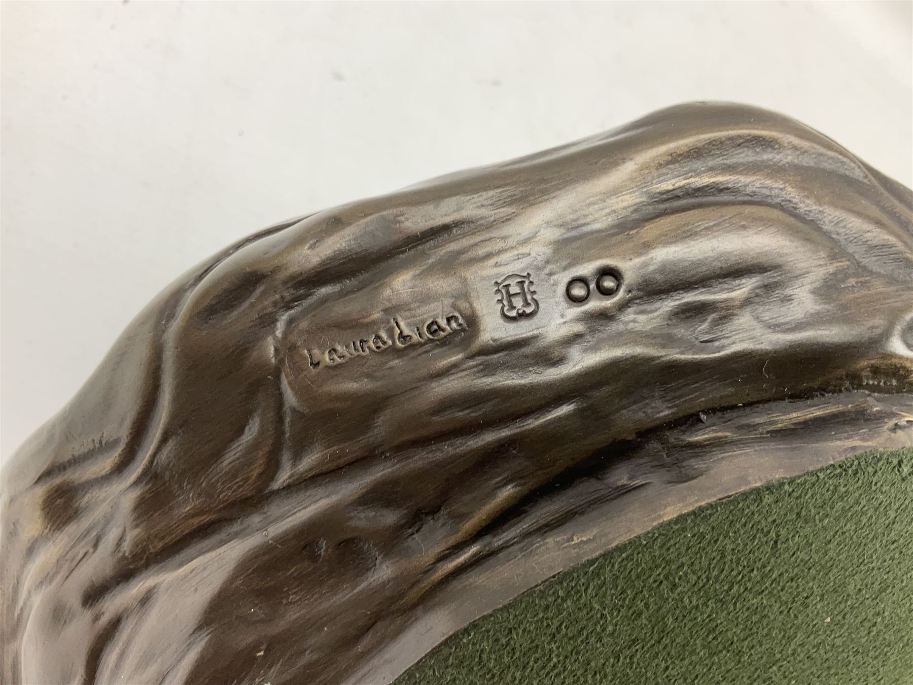 Heredities bronzed figure by Laura Lain, modelled as a seated ballet dancer, H14.5cm