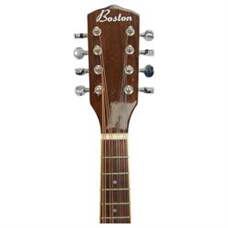 Boston 'A' style teardrop mandolin, together with a similar Gear 4 Music example and two Ultralite by Tanglewood stands