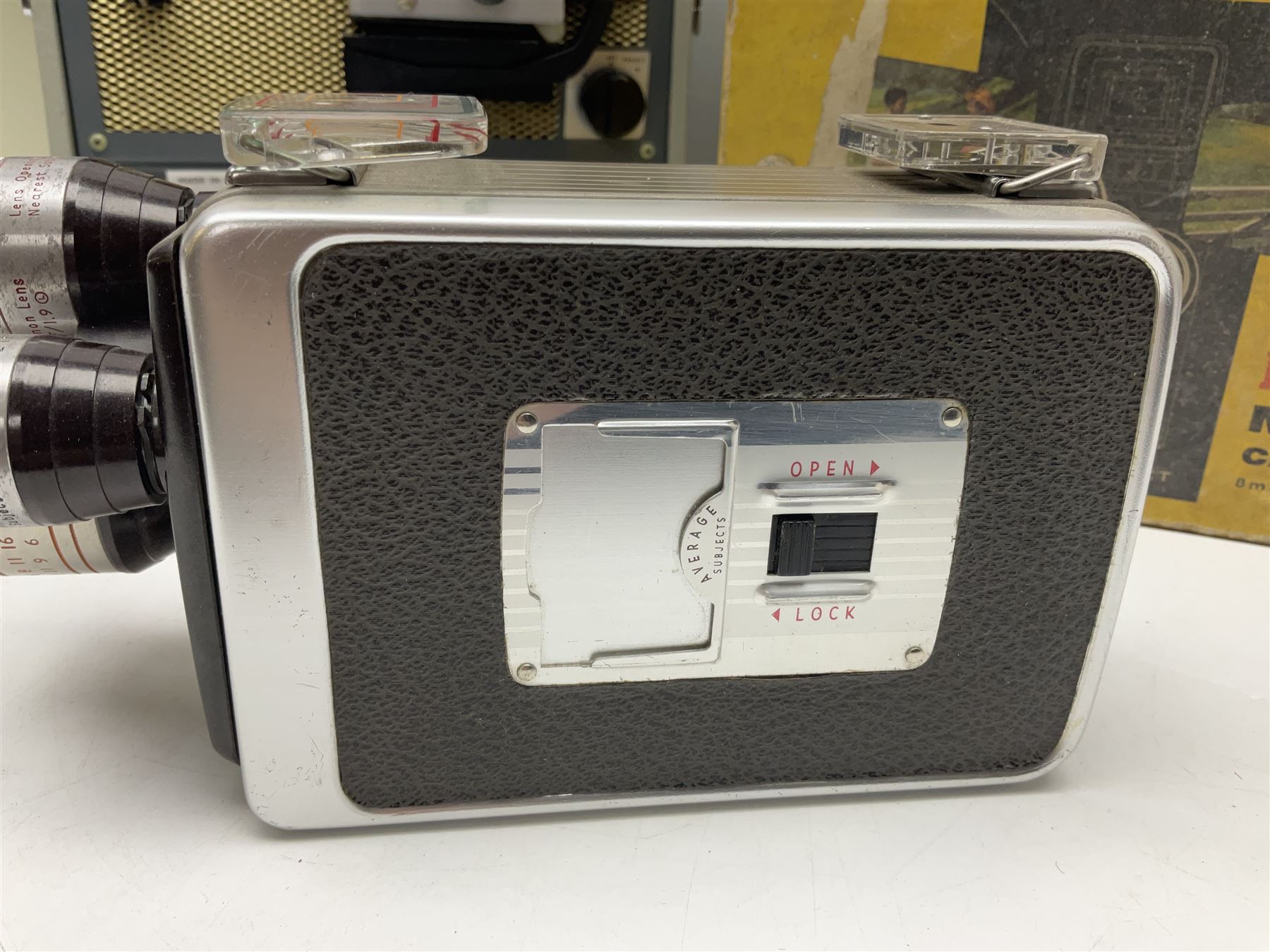 Bolex Paillard P3 Zoom Reflex camera body, serial no 38090, with 'B te S.G.D.G Som Berthiot Pan-Cinor 1:1.9 f=8a 40' lens, serial no. 40251438 in case, Kodak Brownie movie camera, Kodak model 2 Brownie movie camera and a Kodak 8 Movie Projector A-15G and other camera equipment 