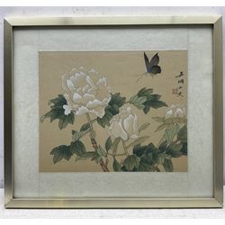 Chinese School (20th Century): Flowers of the Garden, set of six woodblock prints on fabric max 30cm x 37cm (6)