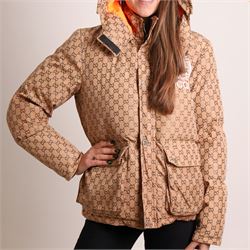 Gucci x The North Face – monogram hooded puffer jacket, beige and ebony GG monogram fabric...