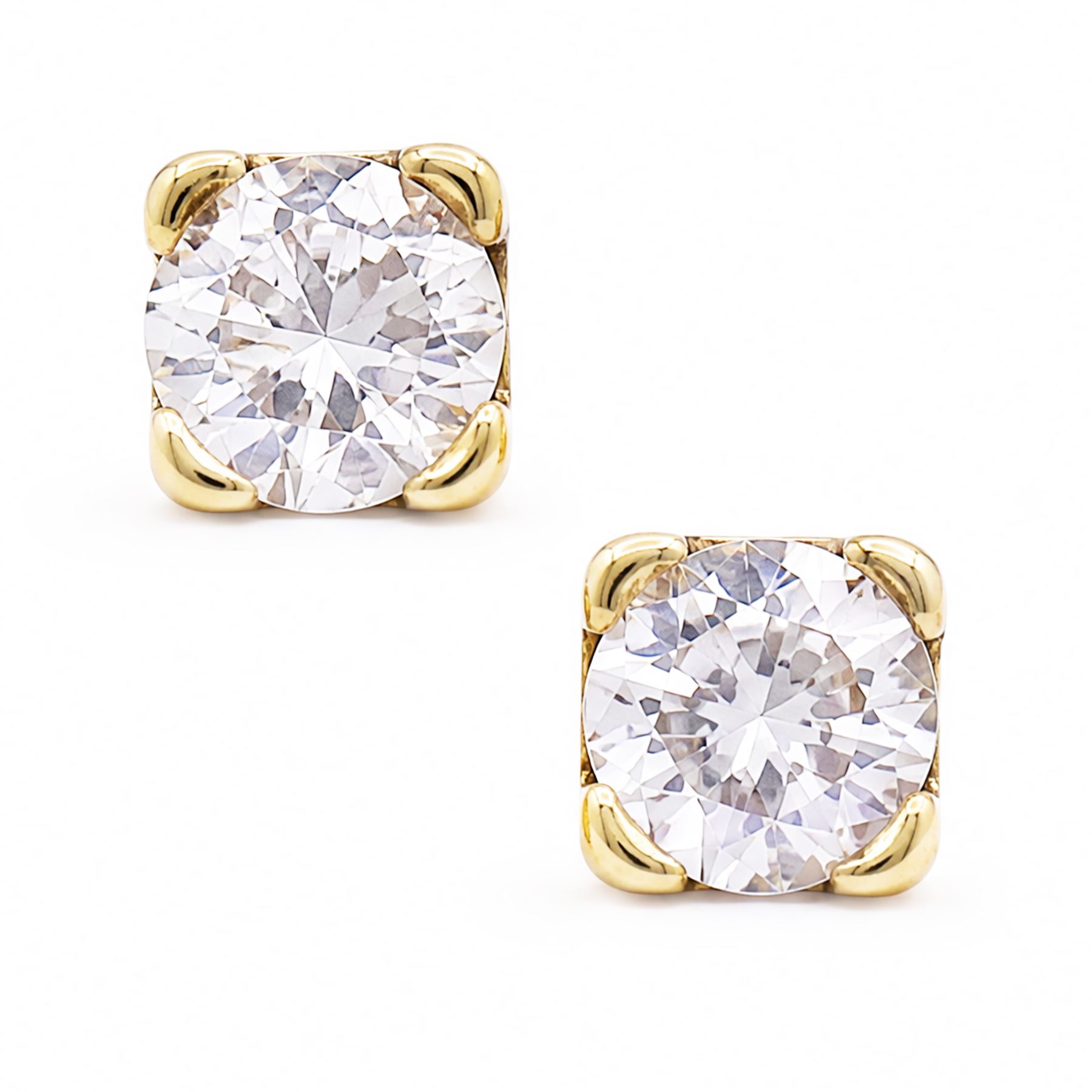 Pair of 9ct gold lab diamond stud earrings, hallmarked, total diamond weight approx 0.50 carat