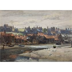 Albert George Stevens (Staithes Group 1863-1925): Whitby Inner Harbour, watercolour signed 25cm x 35cm