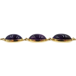  9ct gold polished oval amethyst link necklace  