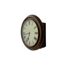 English-early 20th century  8-day wall clock with a mahogany dial surround and 12