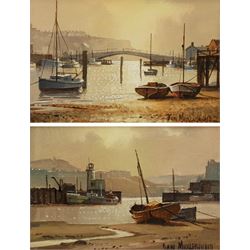 Don Micklethwaite (British 1936-): Scarborough and Whitby Harbours, pair oils on board signed 13cm x 19cm (2)