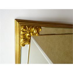  Large rectangular Deknudt gilt framed bevel edge mirror, W91cm, H119cm  