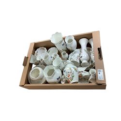 Collection of Aynsley Cottage Garden, including vases, ring dish, teacup etc 