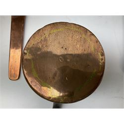 Five assorted graduated copper pans