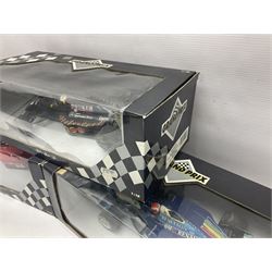 Three Paul's Model Art Grand Prix 1:18 scale die-cast racing cars - Sauber Mercedes C13 A. De Cesaris G.P. Canada 1994; Ferrari F 93 A Jean Alesi; and Benetton B 194/5 Showcar 1995 J. Herbert; all boxed (3)