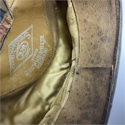 WW2 German Infantry Officer's visor cap with cloth insignia; labelled and stamped Offizier Kleiderkasse Berlin and Erel Stirnschutz