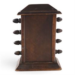 Early 20th century oak cased perpetual desk calendar, H7cm