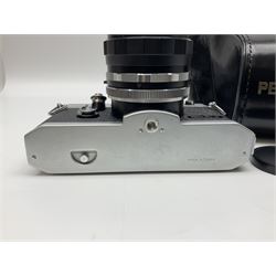 Petri Flex 7 camera body, serial no. 555698, with Perti C.C 1:1.8 f=55mm' lens, serial no. 78253, together with Petri Flex V2 camera body, serial no. 364427, with 'Petti C.C. 1:2 f=55mm' lens, serial no. 137076, in ever ready case