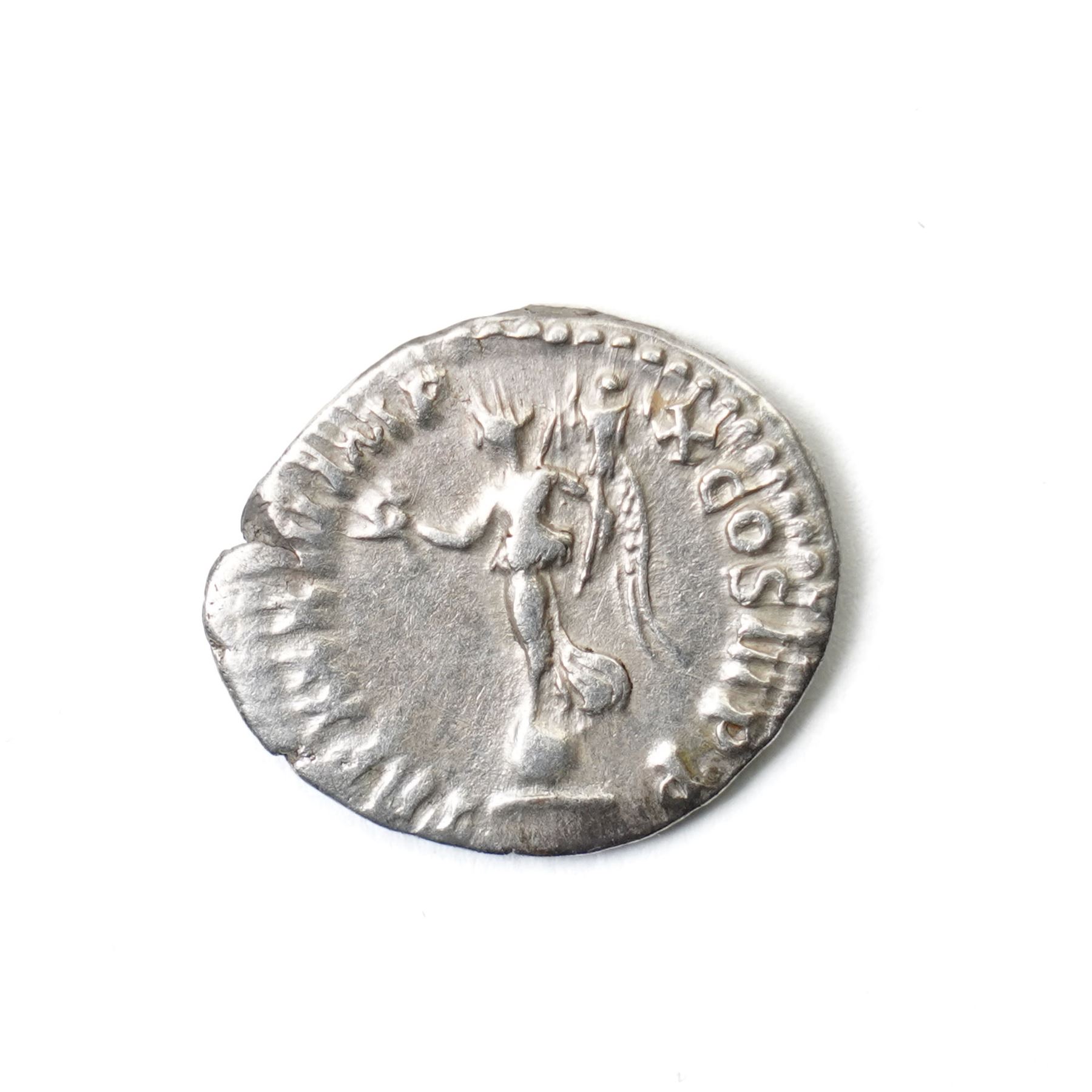Roman Empire - Marcus Aurelius (AD 161-180): Silver Denarius coin, obverse laureate head of Marcus Aurelius right, legend IMP M AVREL ANTONINVS AVG; reverse Victory advancing holding wreath and palm, legend COS X IMP P; c.AD 166, Rome mint
