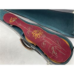 French violin c1900 labelled Guadagnini with 35.5cm two-piece maple back and ribs and spruce top, labelled 'Joannes Baptista Guadagnini Pla Centinus Fecit Mediolani 17**' L59cm overall; in hard carrying case