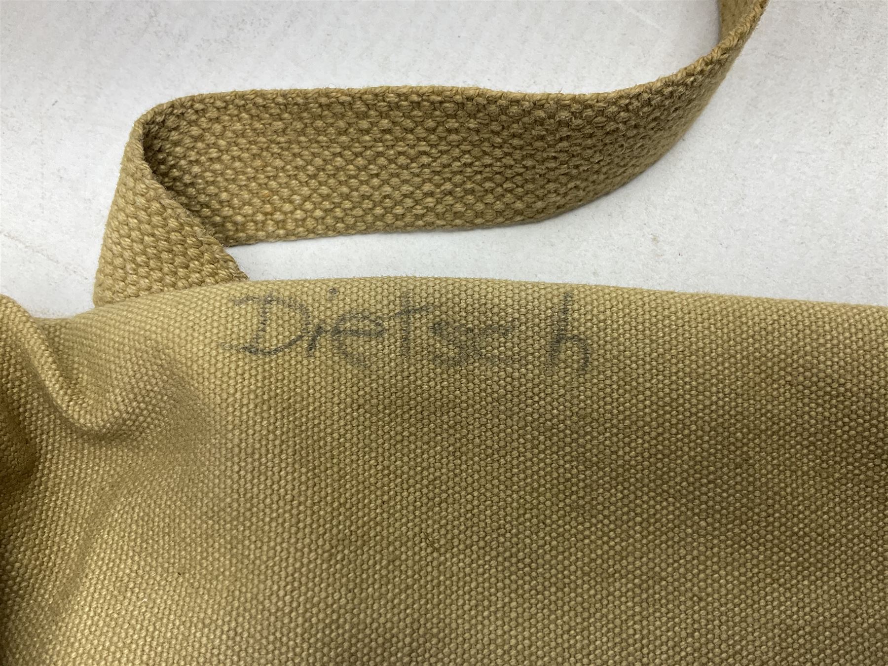 WW2 US gas mask bag cover, marked Training Gas Mask M1A1, probably D-Day/Normandy period 1944