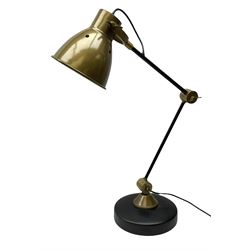 Adjustable black and brushed bronzed effect industrial angle poise table lamp
