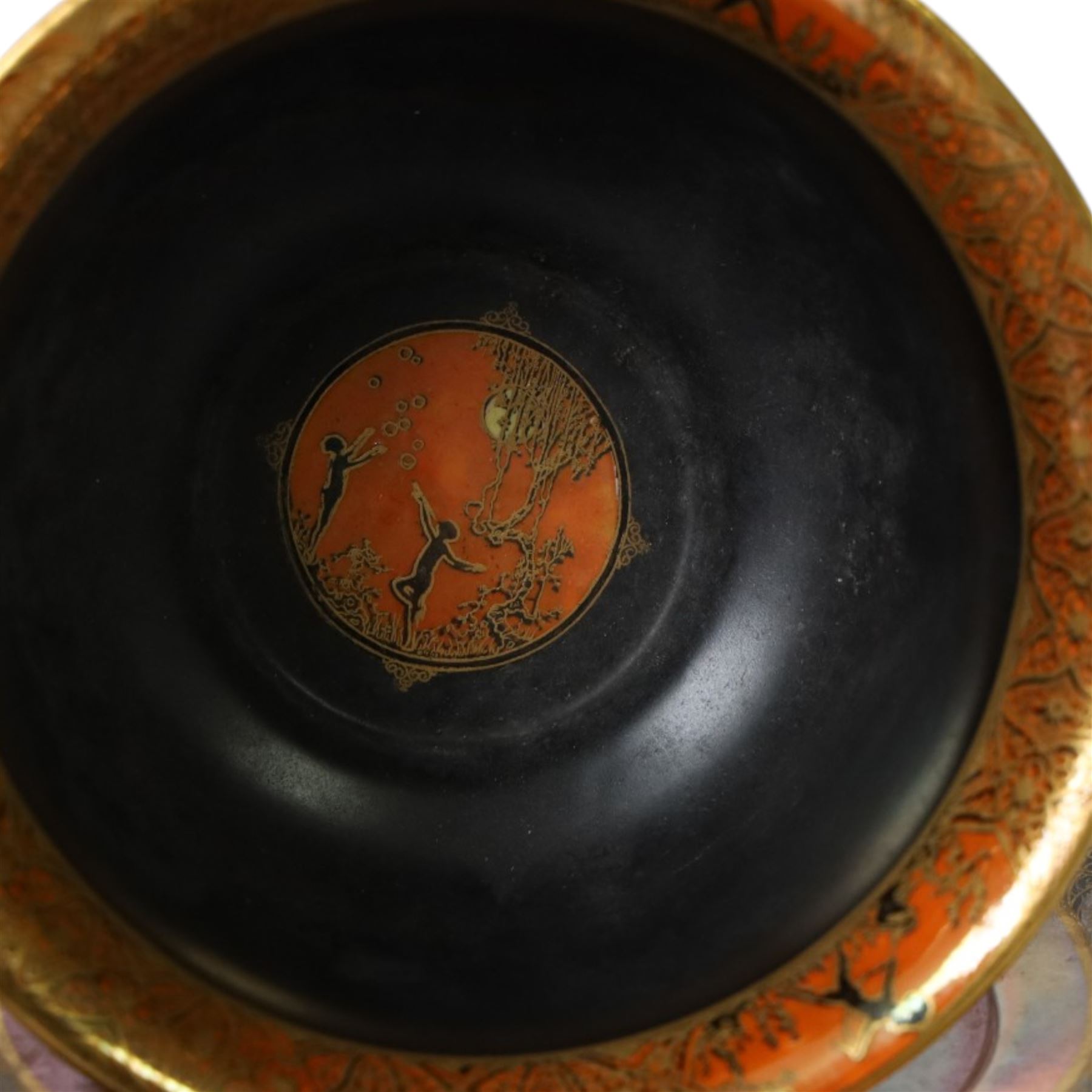 Art Deco Carlton Ware Moonlight Cameo bowl and plate, bowl H6cm, plate D12cm 