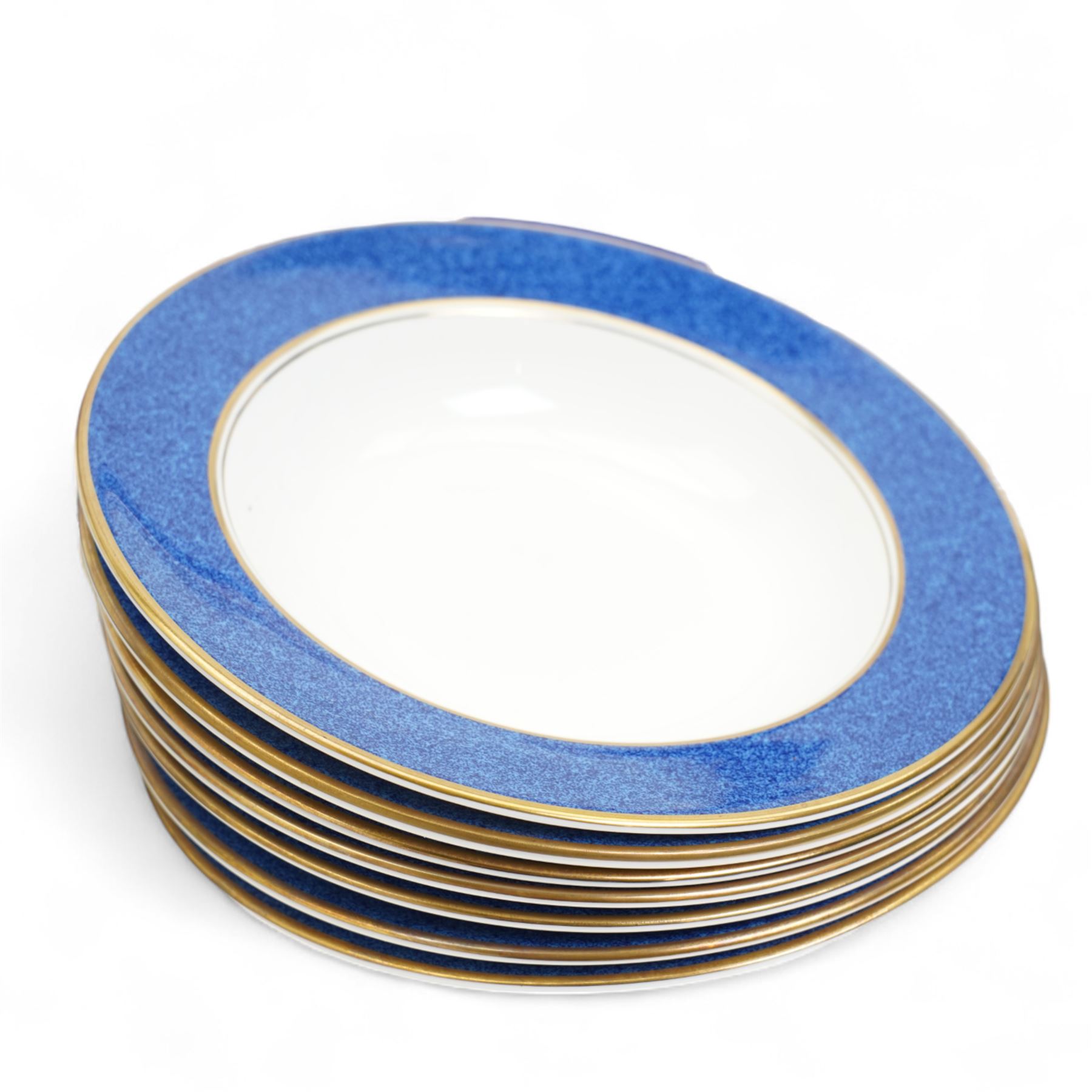 Aynsley Sheraton pattern dinner service comprising eight dinner plates, eight dessert plates, seven soup bowls, eight side plates and oval meat plate (32)