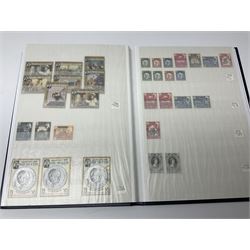 World stamps including Universal Postal Union 1949 stamps from various countries including St Helena, Pitcairn Islands, St Kitts-Nevis, St Vincent, Swaziland, Turks & Caicos Islands etc, both mint and used stamps seen, housed in four stockbooks