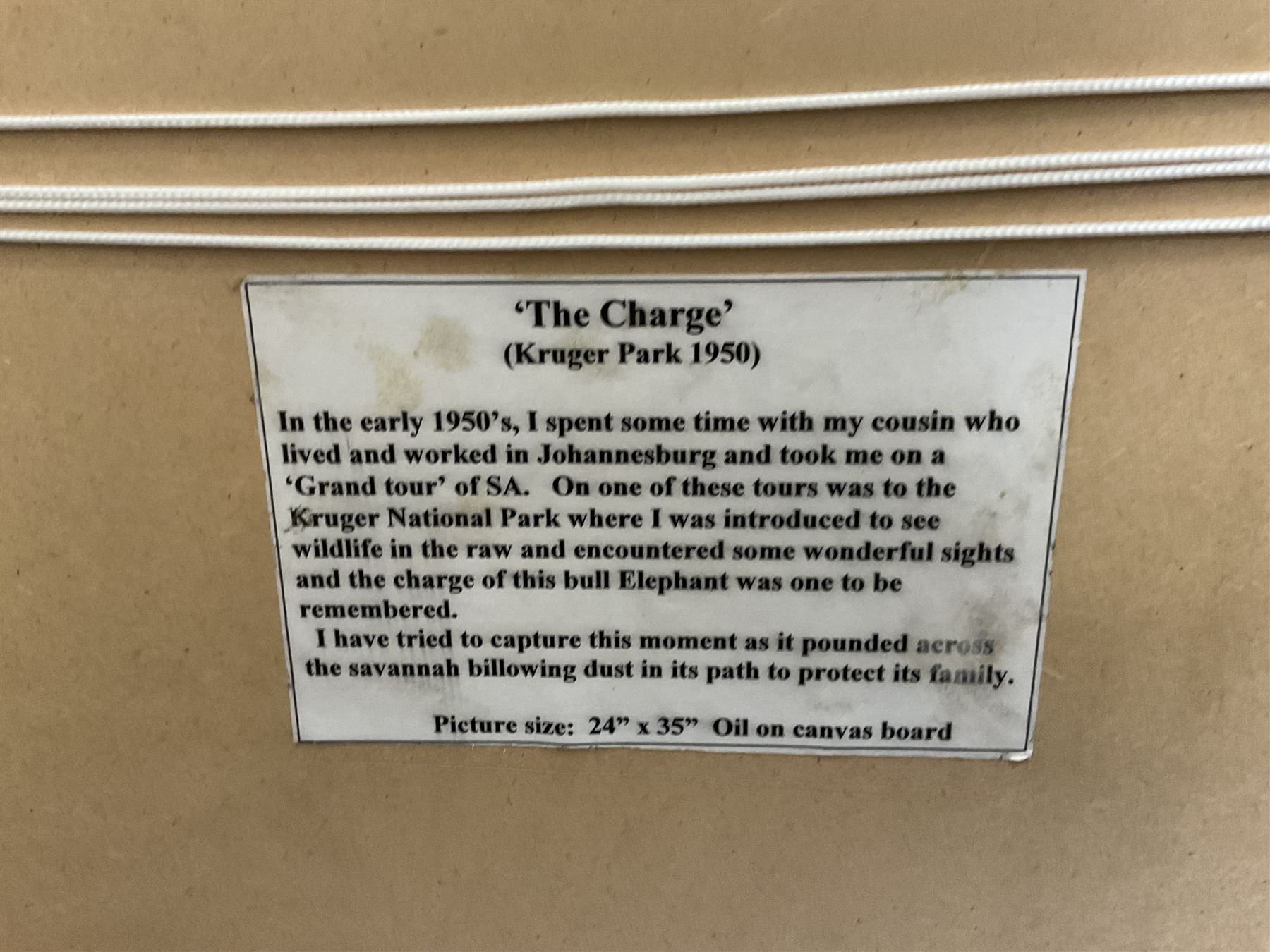 James Lishman (British 1931-2024): 'The Charge' Elephants, oil on board signed, titled verso 60cm x 90cm 