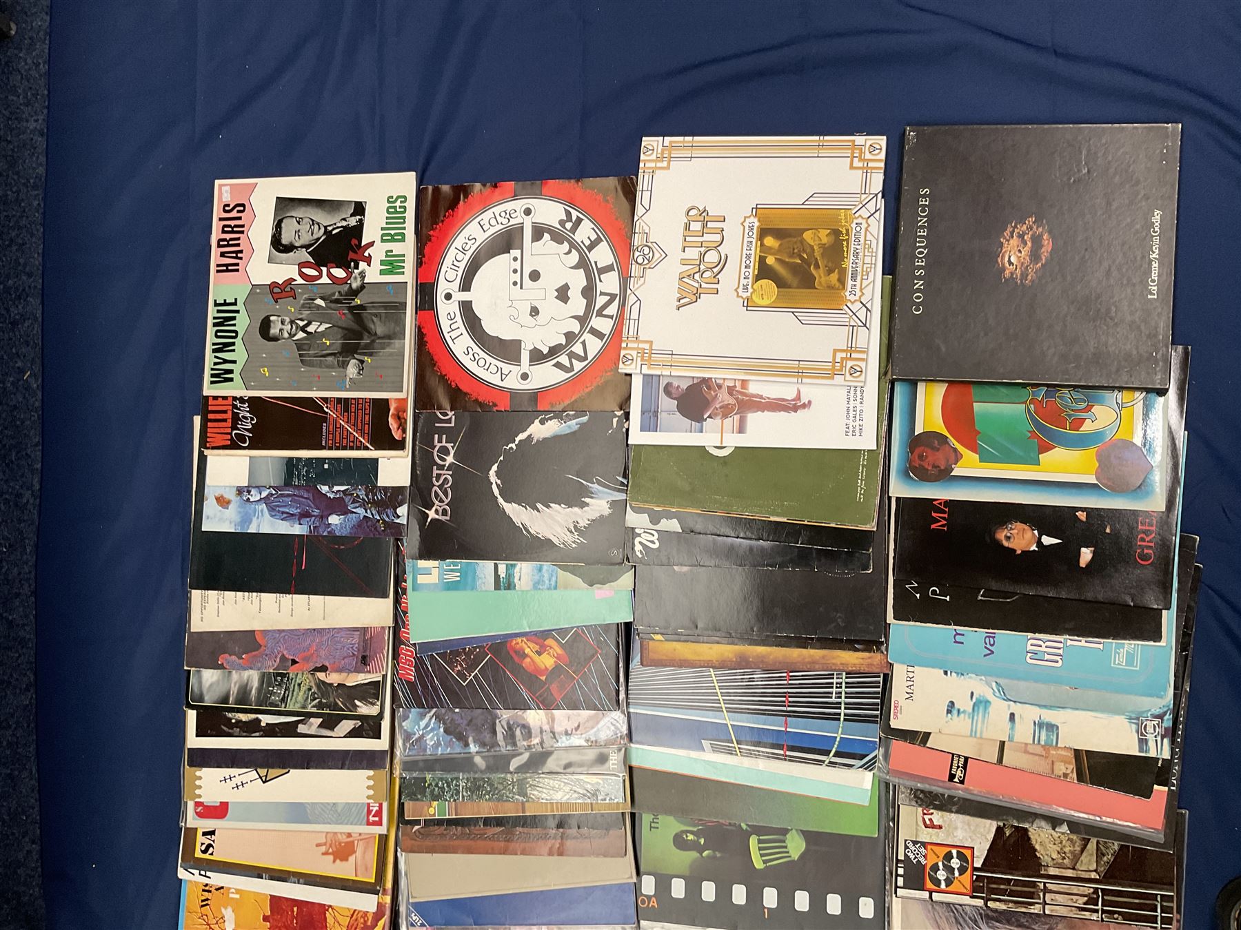 Quantity of vinyl records including Budgie 'Deliver us from evil',  ZZ Top 'El Loco', 'Deguello', 'Greatest Hits', Midge Ure 'fragile', Waylon 'Are You Ready For The Country' and other music, approximately 130, in one box