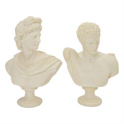 Two composite busts, the first example Apollo Belvedere, signed Diogenes, the second bust ...