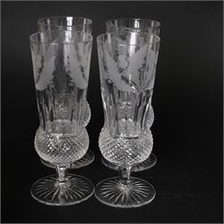 Edinburgh Crystal Thistle pattern suite of glass for ten, comprising champagne, white wine, red wine, brandy balloons, sherry, port and tumblers 