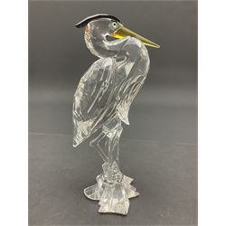 Two Swarovski Crystal animal figures, comprising Heron and Woodpecker, H16cm  
