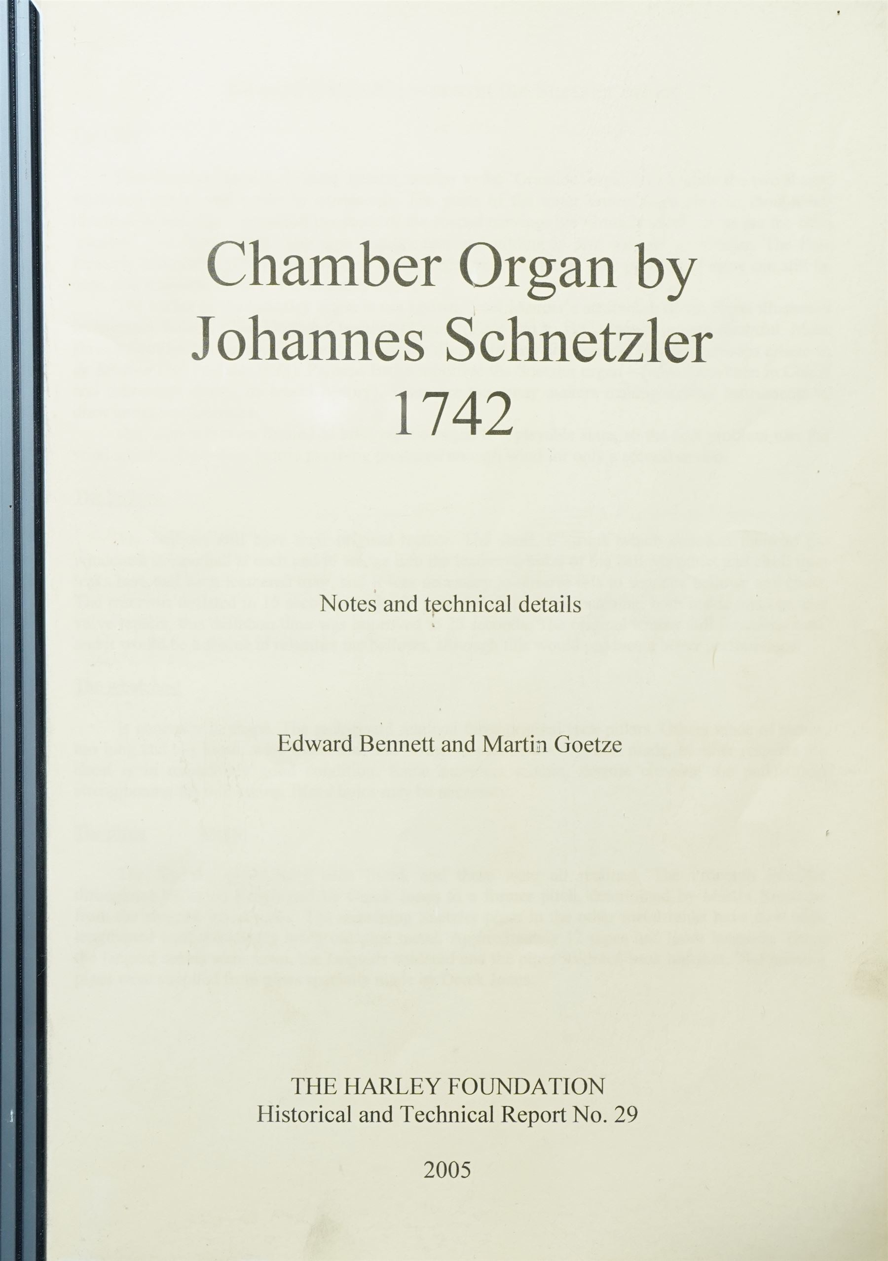 Mid-18th century Johannes Schnetzler (John Snetzler) Chamber Organ 1742
Single manual chamber organ, five octave keyboard with 58 keys GG-f3, A=427, with ebonised naturals and ivory faced sharps. With six speaking stops, Open Diapason, Twelfth, Cornet, Stopped Diapason, Flute and Fifteenth. Crank foot operated single rise reservoir. Case with alterations from the early part of the 19th century including the “gothic” arches and rectangular watered silk panels. Some of the pipework has been replaced, all the pipework is however present and the organ plays, however the pipe work is dirty and in need of attention, the action and stop work is also in need of some repair, adjustment and regulation. Thought to be the oldest Schnetzler chamber organ in Great Britain and is referred to in some sources as possibly owned by Handel who lived in London when Schnetzler worked there. However there is no documentary evidence to confirm this. Full notes and technical details regarding the background, restoration and history of this instrument can be found in The Harley Foundation Historical and Technical Report No 29 (2005) by Edward Bennett and Martin Goetze. This report can be downloaded 
HERE.

Given the intricate nature of these historic instruments, specialist support will be available if required – including a professional organ builder prepared to undertake full dismantling and reassembly – to assist successful buyers with safe removal and onward handling. Price upon application. 

This item has been registered for sale under section 10 of the APHA Ivory Act Reference GXAQ2W4S




