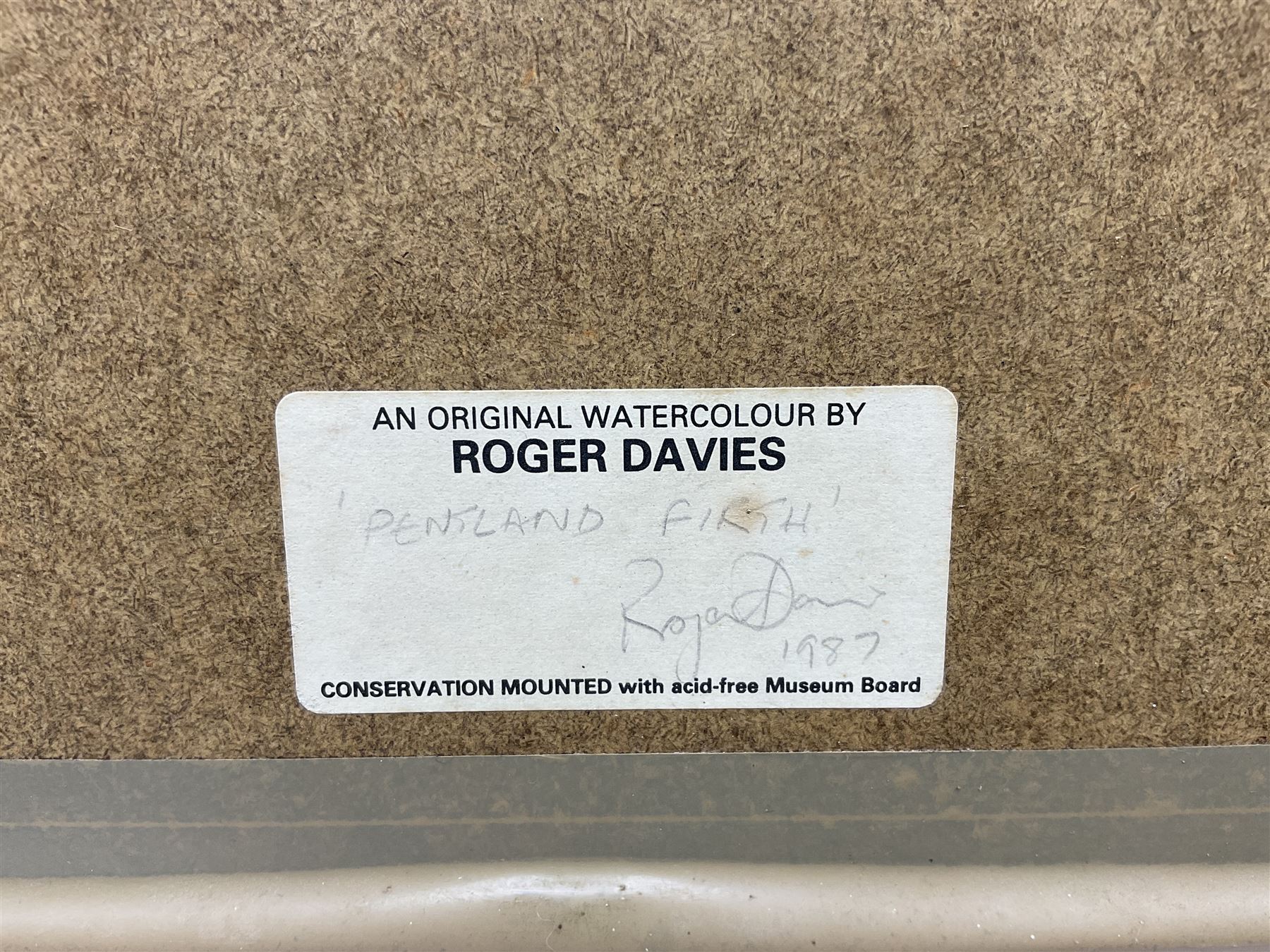 Roger Davies (British 1945-): 'Pentland Firth' - Hull Trawler H123, watercolour signed, titled and dated 1987 on artist's studio label verso 23cm x 30cm